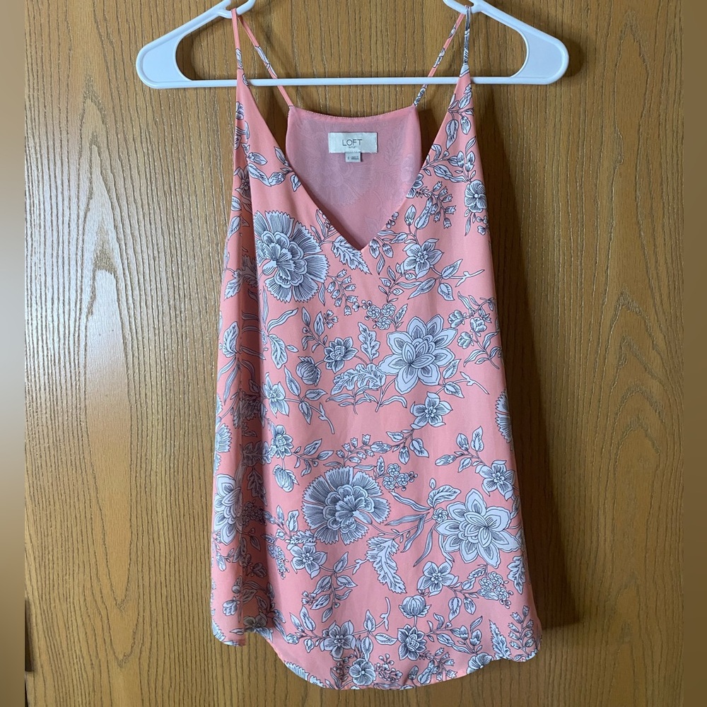 Loft Small Pink Floral Tank Top